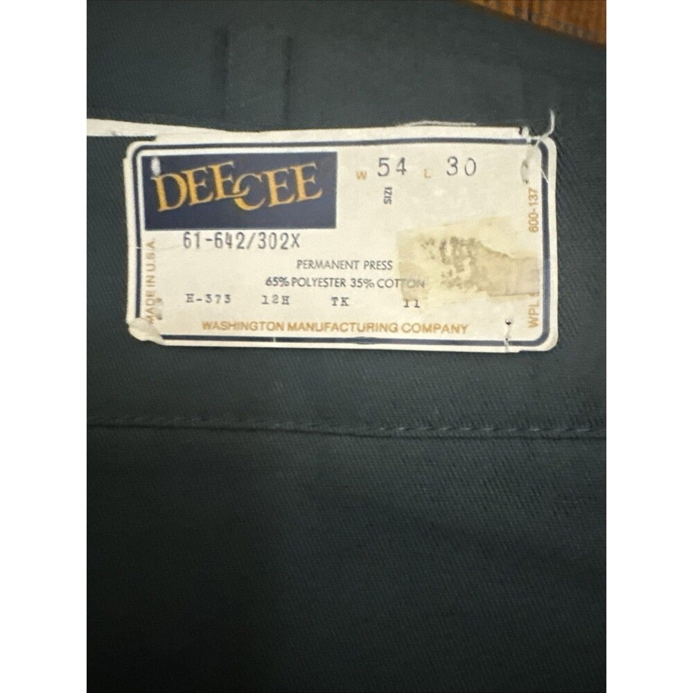 DEE CEE MEN’S VINTAGE 1982 GREEN WORK PANTS NET W54/L30